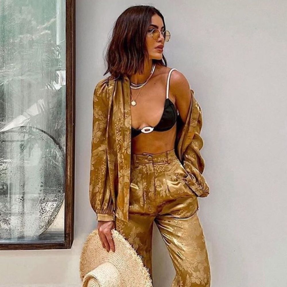 Camila Coelho Jacinta Top in Olive Green